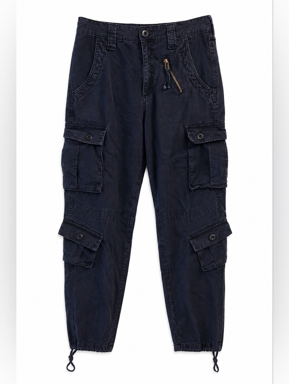 Mustway 100% Cotton Navy Utility Cargo Jogger Pants | 29 | Military, Gorpcore